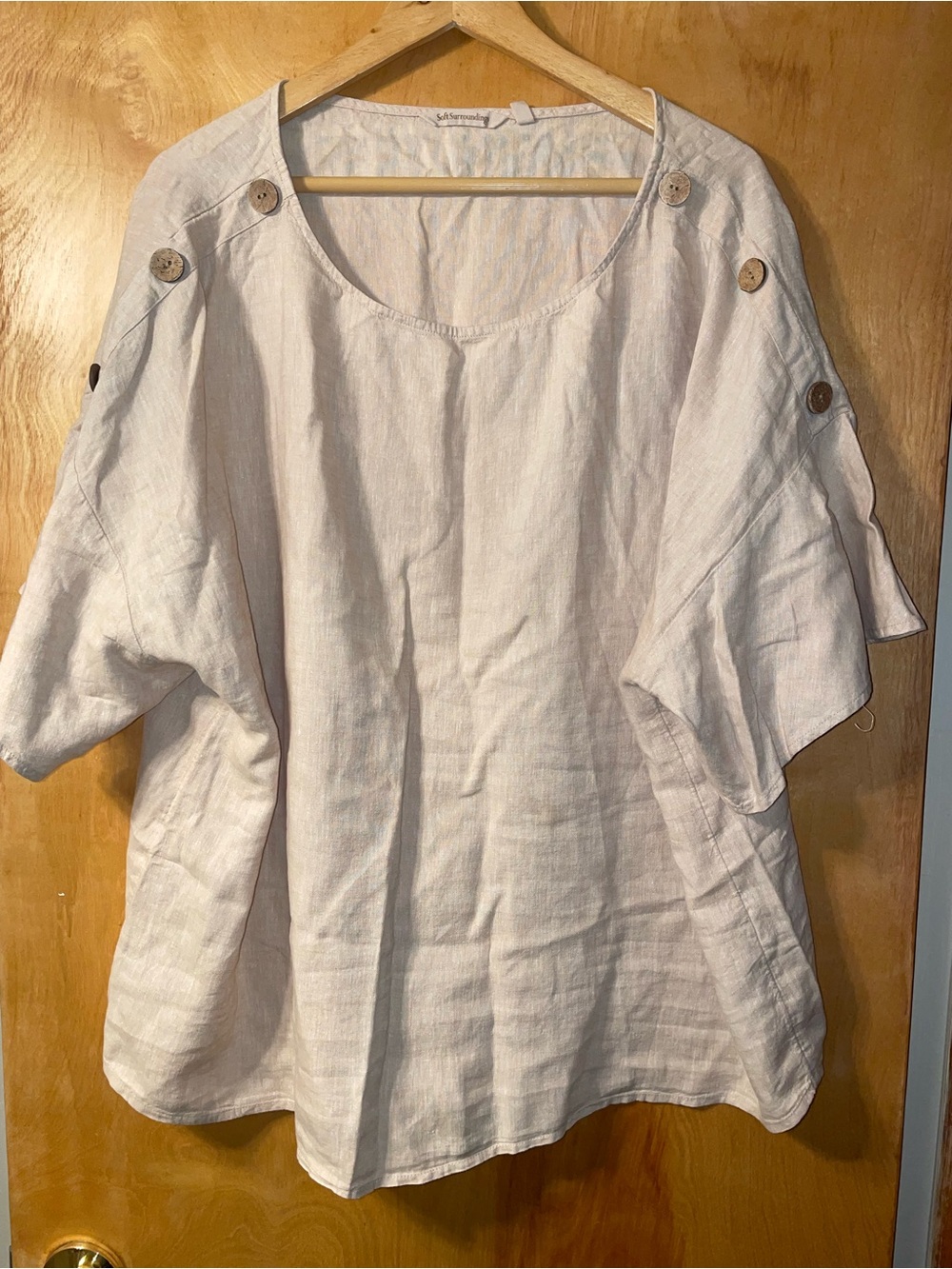 Soft Surroundings Linen Button-Shoulder Tunic